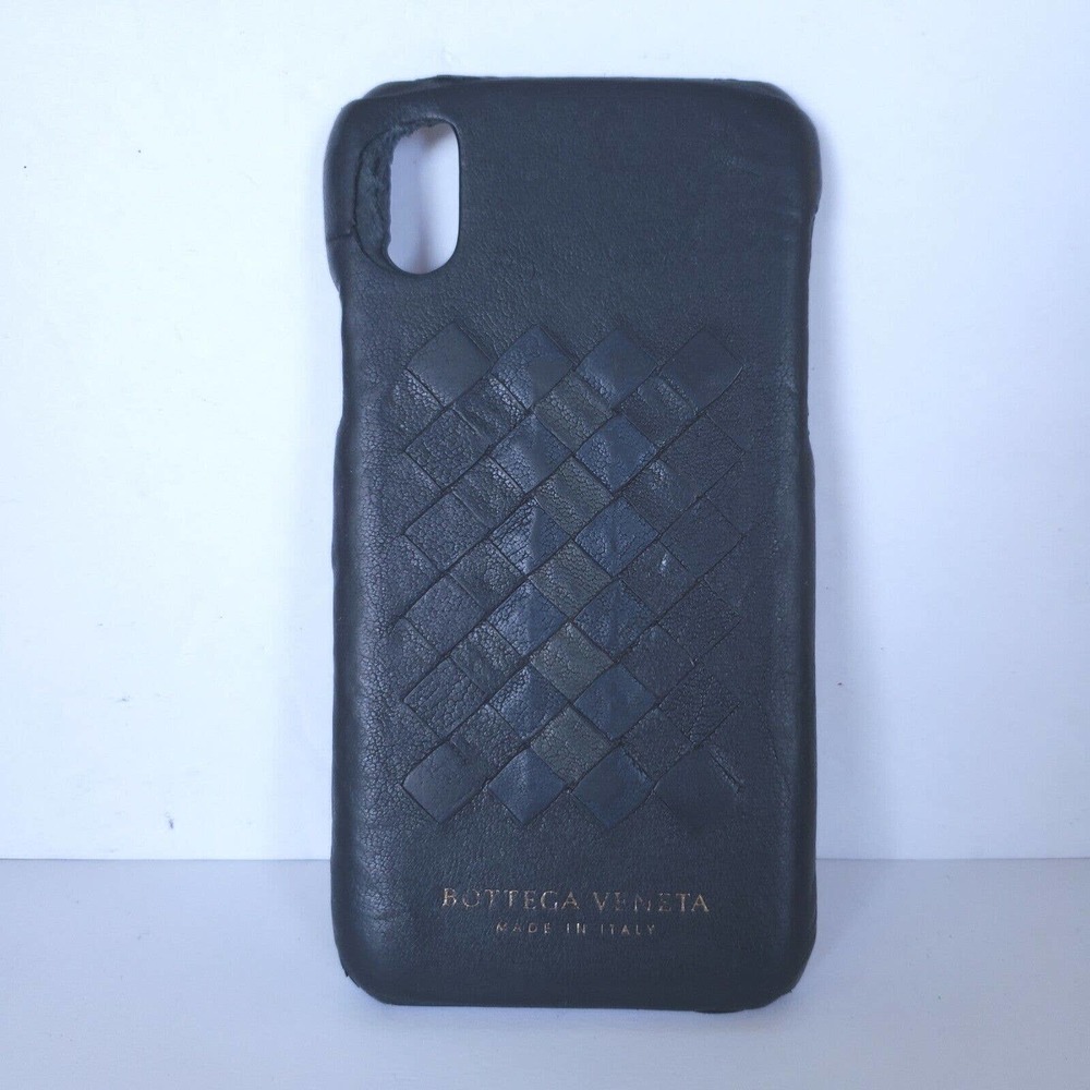 Bottega Veneta IPhone Cases X XS Cell Phone Hard Cover Black Woven Leather